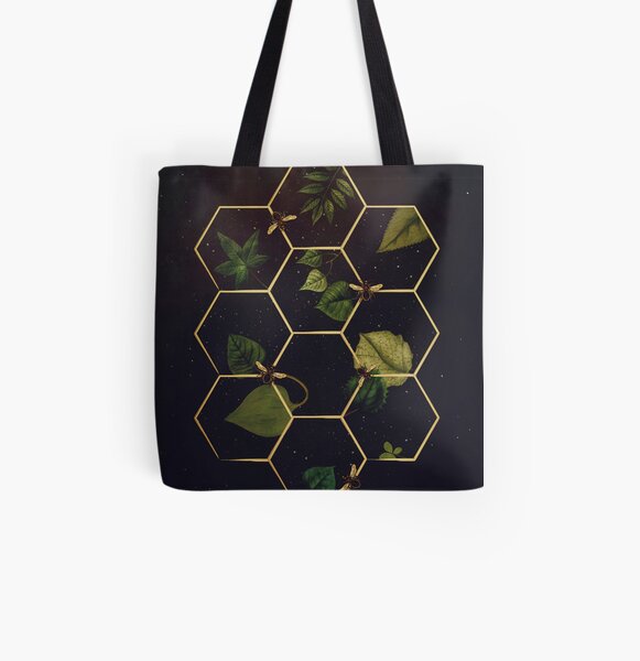 Bees in Space All Over Print Tote Bag