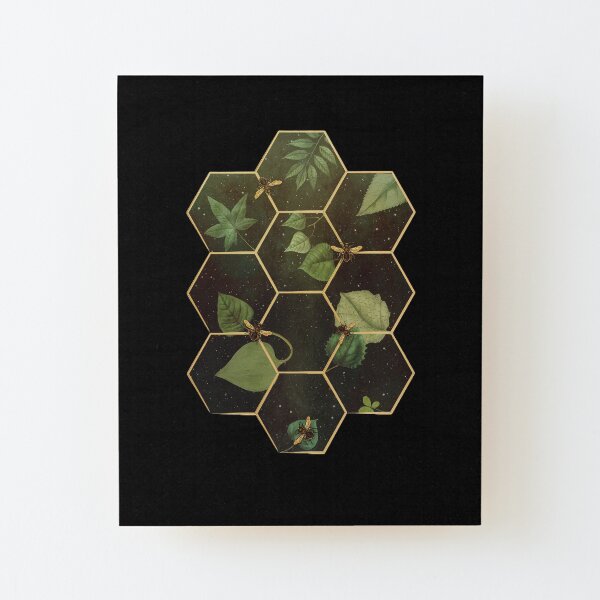 Bees in Space Wood Mounted Print