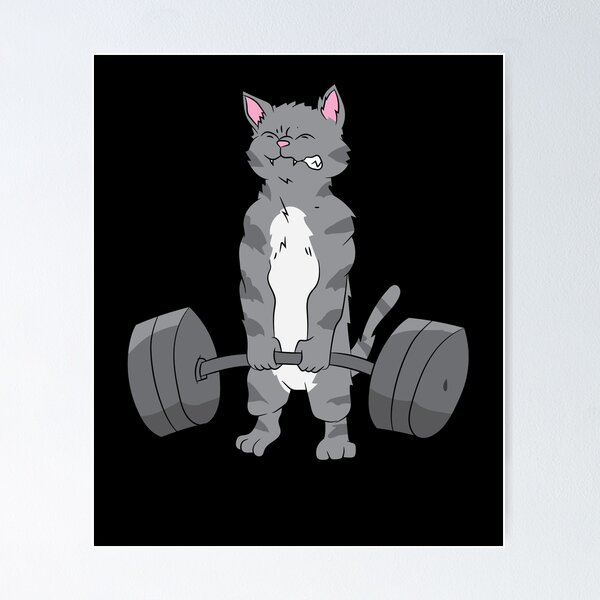 Cat-Deadlift-Powerlifting-T-Shirt-Fitness-Gym-Lifting-Weights-Tee-Gifts |  Poster