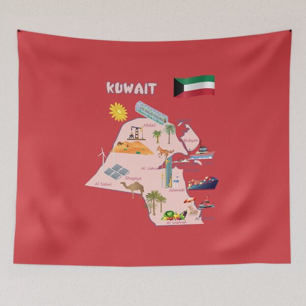 Item preview, Kuwait map destinations Landmarks tourist attractions with names of the major cities خريطة الكويت السياحية  designed and sold by mashmosh.