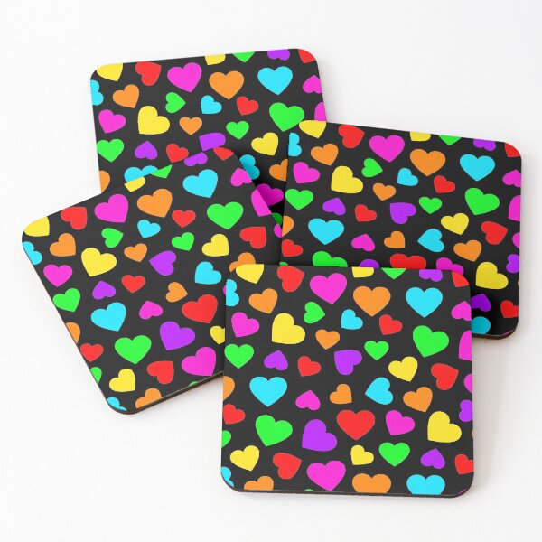 Item preview, Rainbow Hearts Bright Colors on Black  designed and sold by funnytshirtemp.