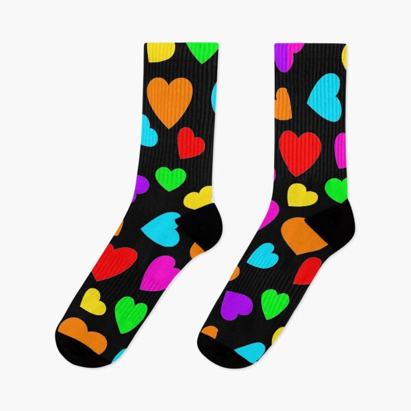 Item preview, Rainbow Hearts Bright Colors on Black  designed and sold by funnytshirtemp.