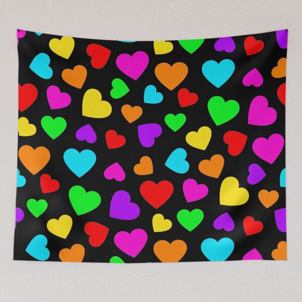 Item preview, Rainbow Hearts Bright Colors on Black  designed and sold by funnytshirtemp.