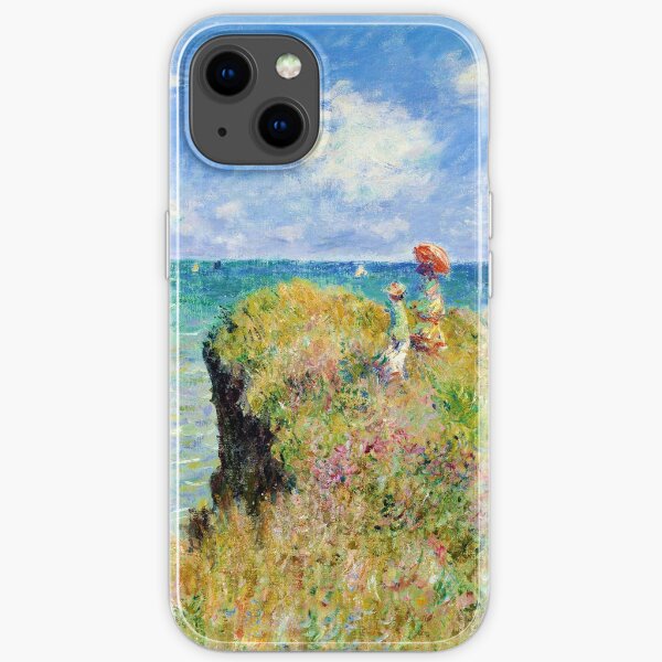 Claude Monet - Spaziergang auf der Klippe bei Pourville iPhone Flexible Hülle