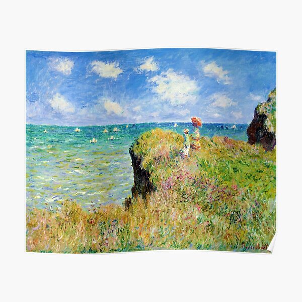 Claude Monet - Walk on the Cliff at Pourville Poster