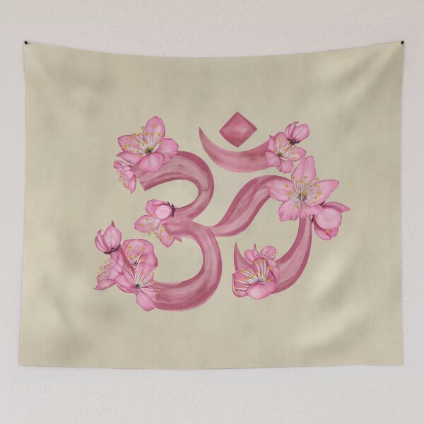 Item preview, OM symbol Cherry Blossom watercolor designed and sold by k9printart.