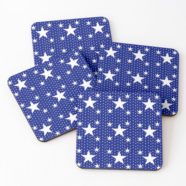 Item preview, WHITE ASSORTED STARS ON AMERICANA BLUE designed and sold by sharlesart.
