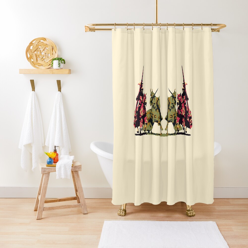 four noble knights on horseback with lance and sword Shower Curtain