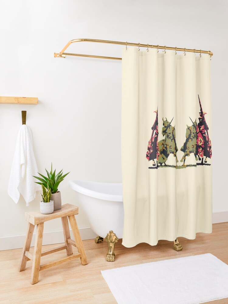 Alternate view of four noble knights on horseback with lance and sword Shower Curtain