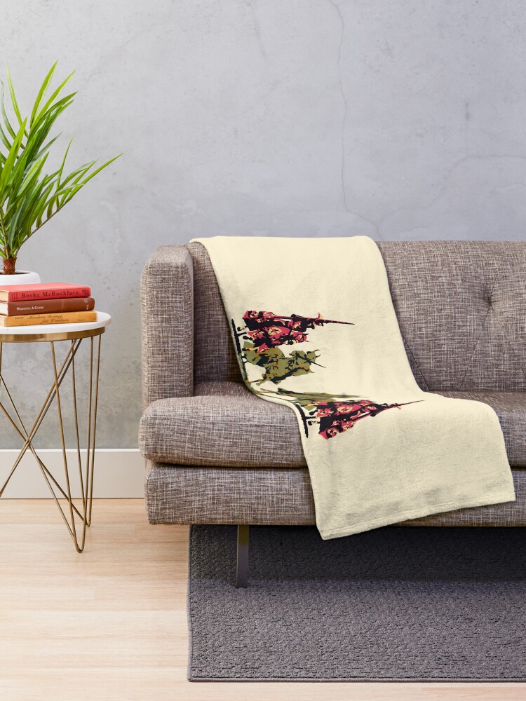 Alternate view of four noble knights on horseback with lance and sword Throw Blanket