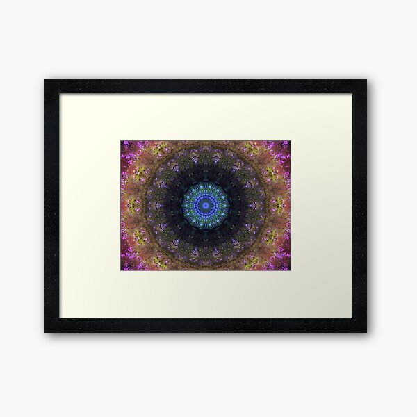 The Dark Forest II - Blue, Green, Purple Kaleidoscope Framed Art Print