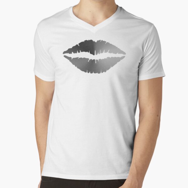 Lips Angle Gradient (Clear/White) NOIR V-Neck T-Shirt