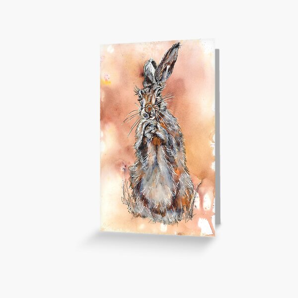 Hare water colour and ink mixed media piece Greeting Card