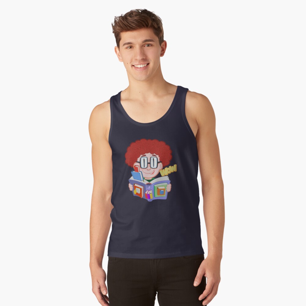 boy looks surprised at the books that appear in different forms Tank Top