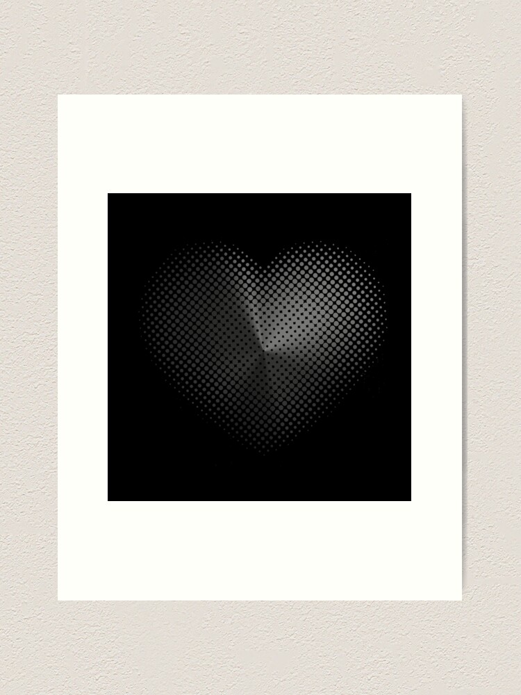 Alternate view of Angle Gradient on Halftone Heart (Black) NOIR Art Print