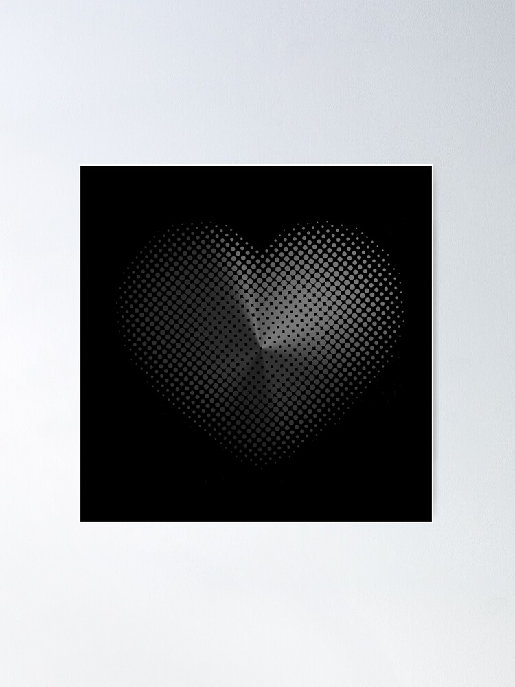 Alternate view of Angle Gradient on Halftone Heart (Black) NOIR Poster