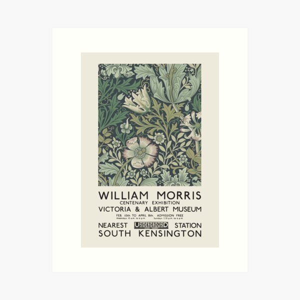 William Morris - Exhibition poster for The Victoria and Albert Museum, London, 1934 Art Print