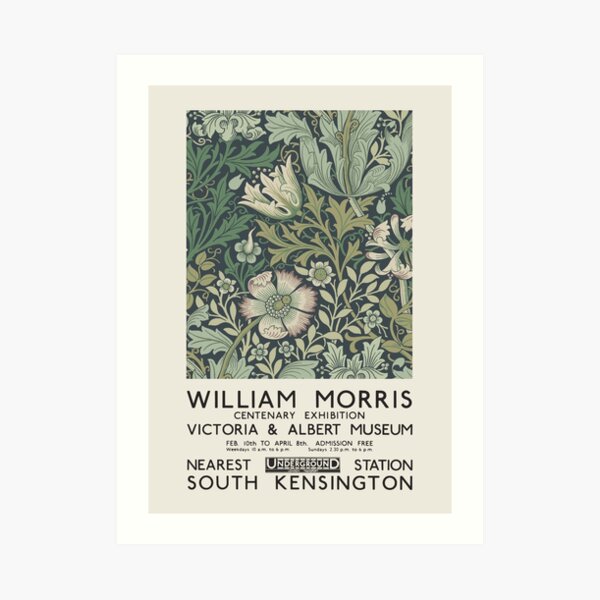 William Morris - Exhibition poster for The Victoria and Albert Museum, London, 1934 Art Print