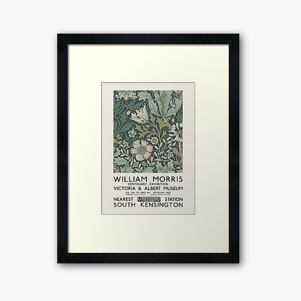 William Morris - Exhibition poster for The Victoria and Albert Museum, London, 1934 Framed Art Print
