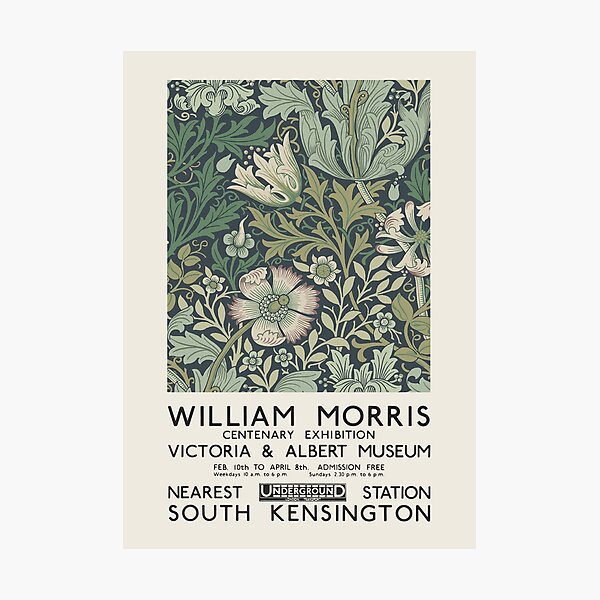 William Morris - Exhibition poster for The Victoria and Albert Museum, London, 1934 Photographic Print
