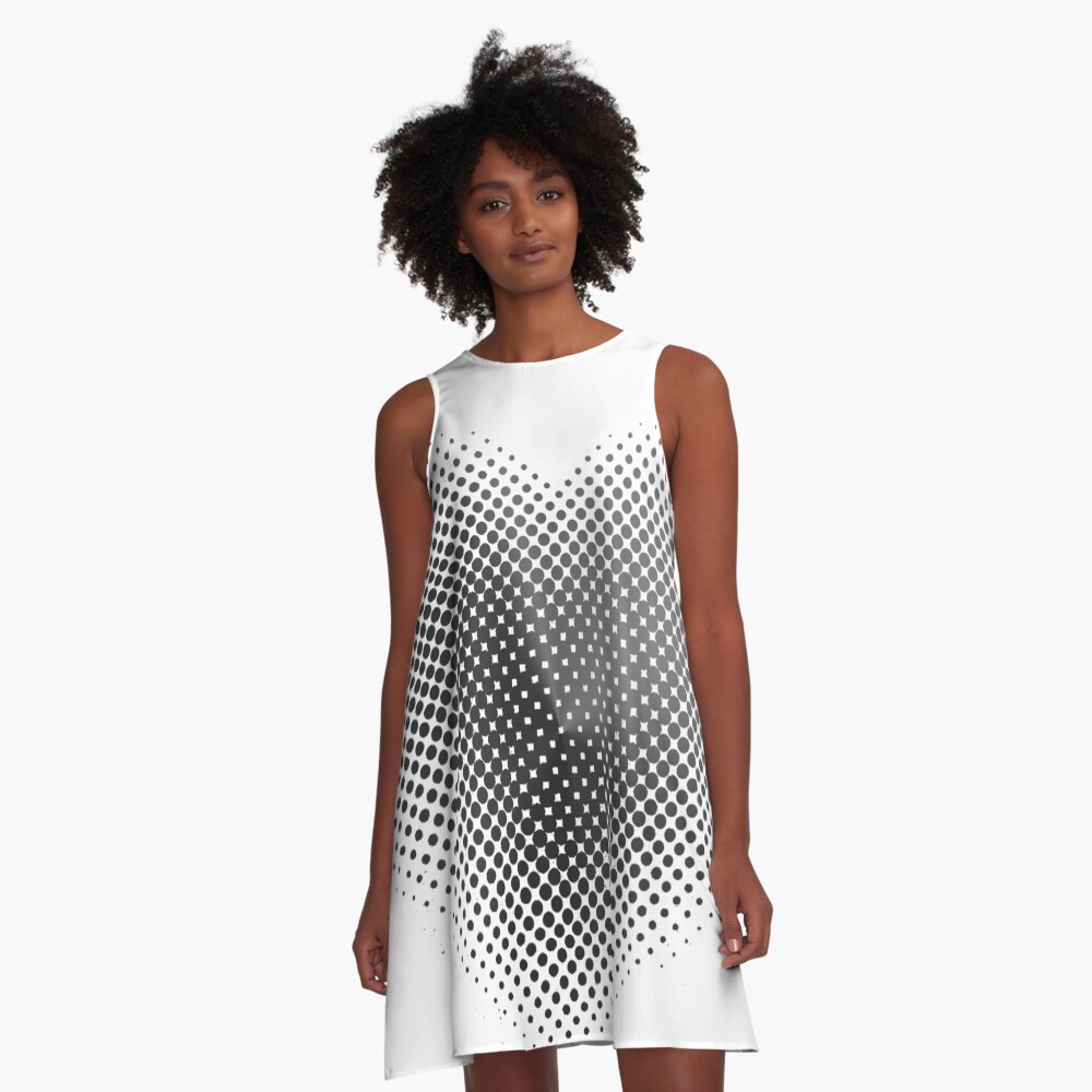 Angle Gradient on Halftone Heart (White) NOIR A-Line Dress