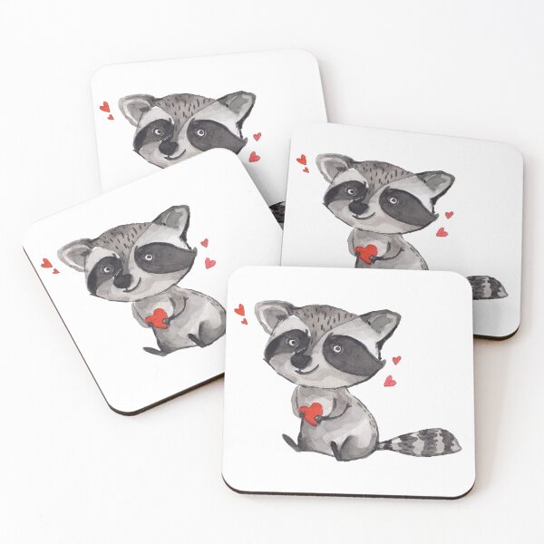 Raccoon Love Coasters (Set of 4)