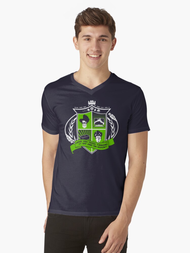 Thumbnail 1 of 3, V-Neck T-Shirt, The IT Crowd Crest designed and sold by TomTrager.
