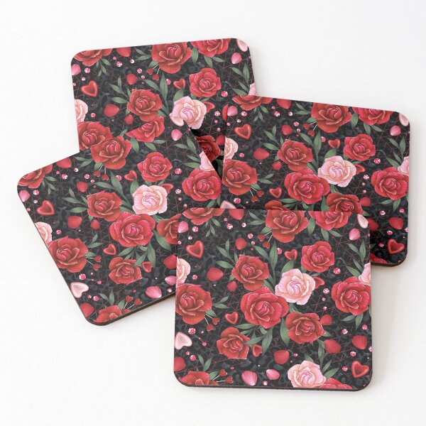 Item preview, Red and Pink Bunches of Roses on black background designed and sold by blayzeink.