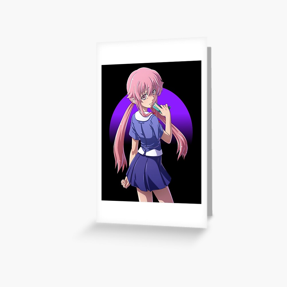 Yuno Gasai Future Diary Mirai Nikki Retro blue brown anime Design |  Greeting Card