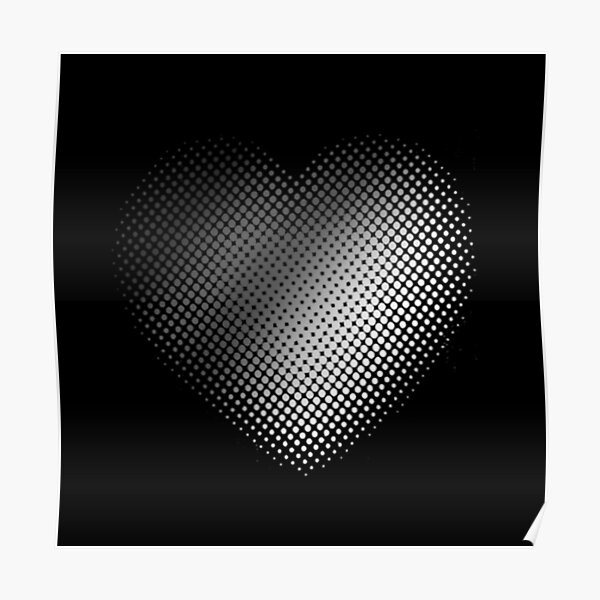 Linear Gradient on Halftone Heart (Black) NOIR Poster