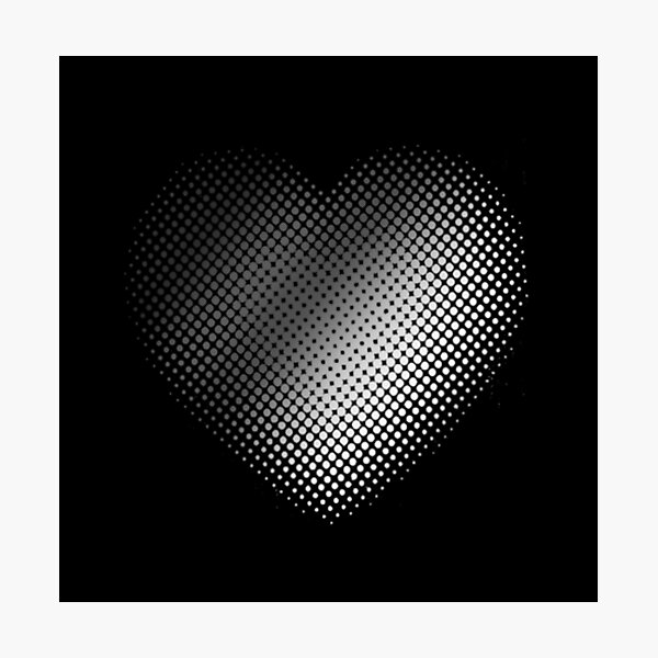 Linear Gradient on Halftone Heart (Black) NOIR Photographic Print