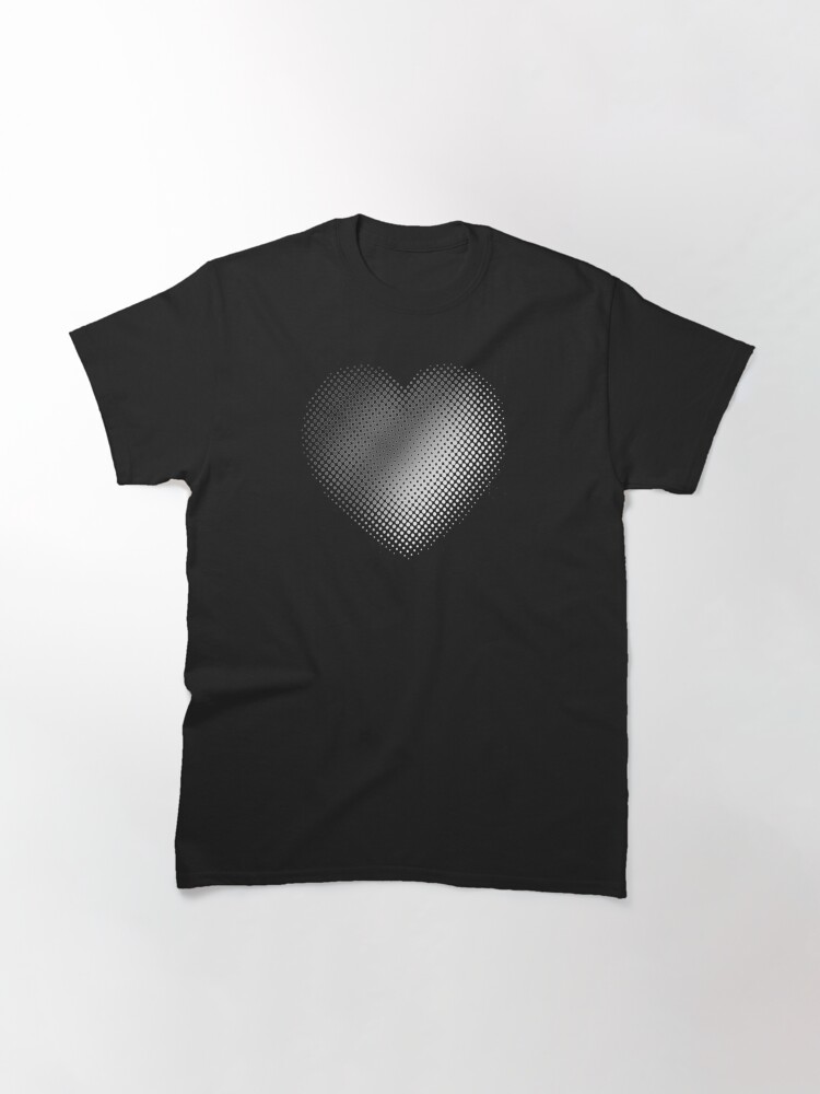 Alternate view of Linear Gradient on Halftone Heart (Black) NOIR Classic T-Shirt