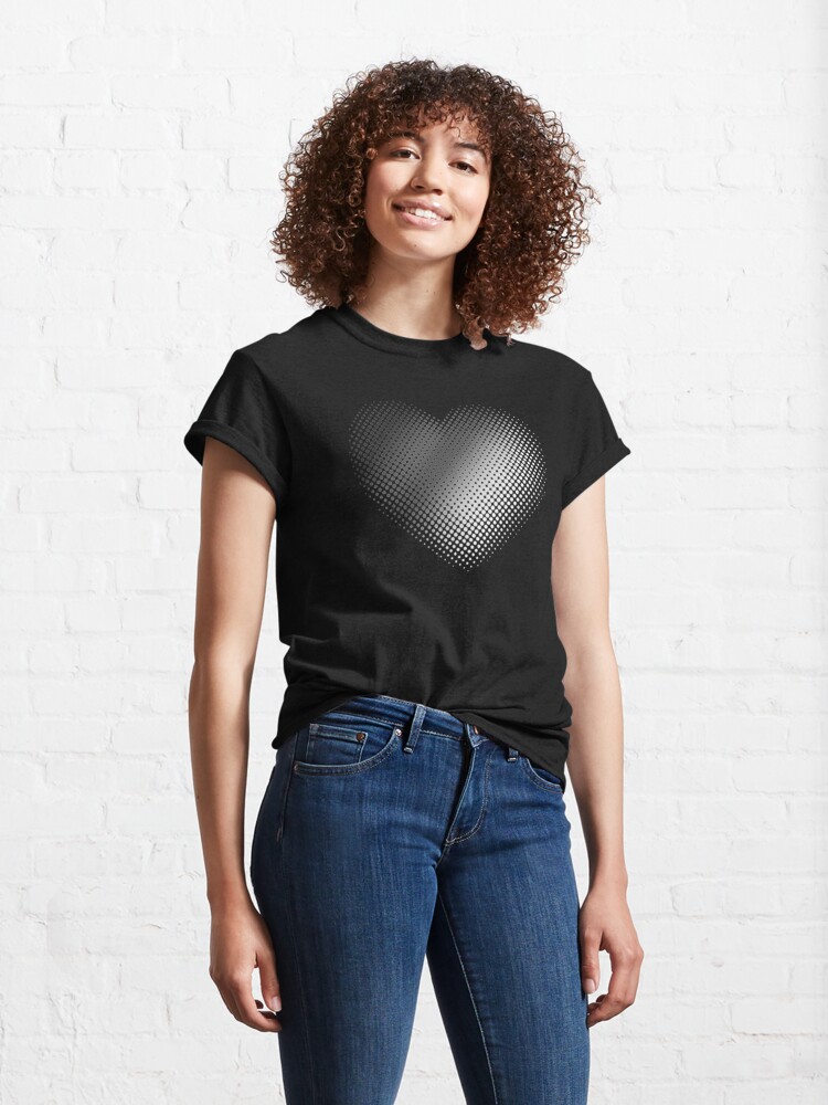 Alternate view of  Linear Gradient on Halftone Heart (Black) NOIR Classic T-Shirt