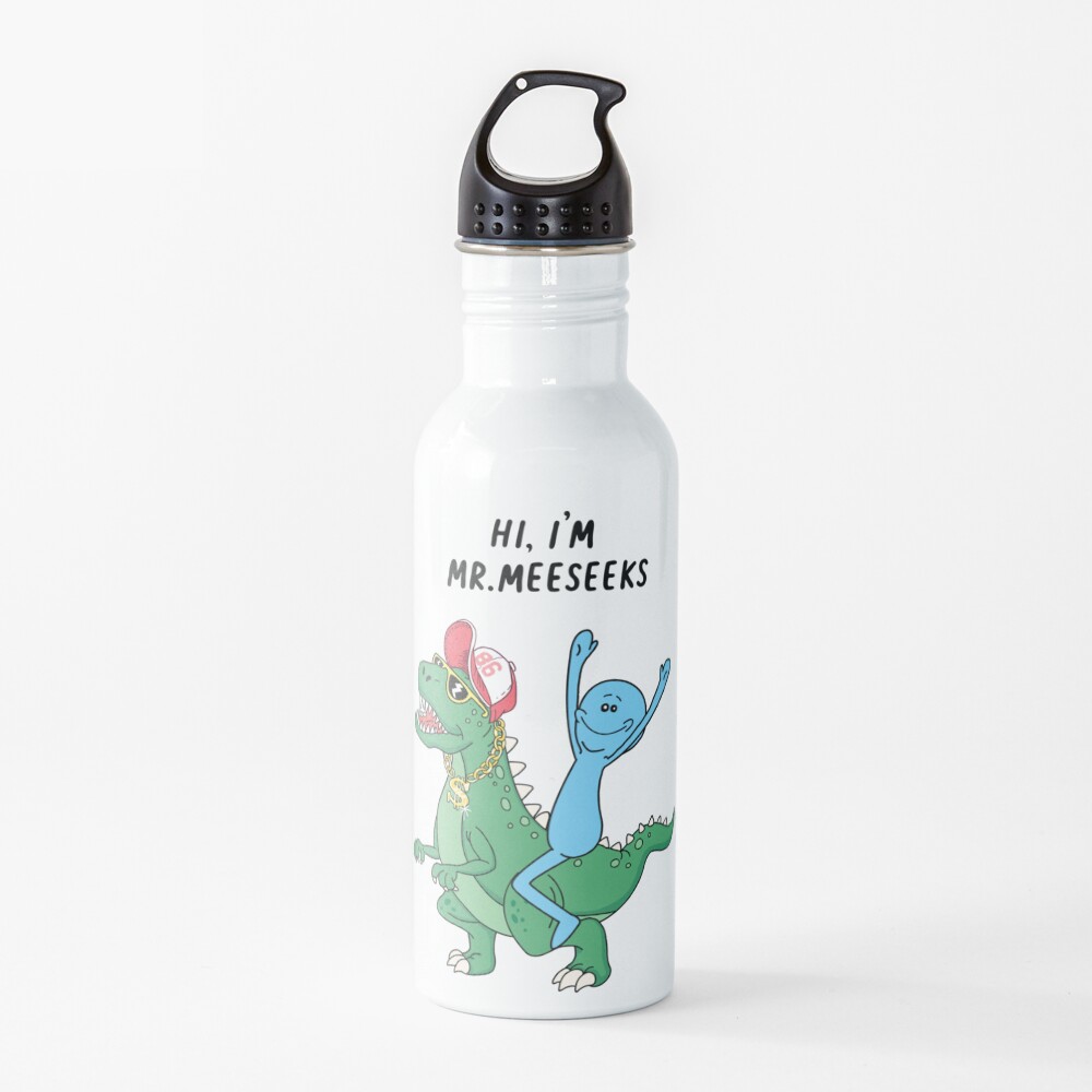 Rick and Morty Mr Meeseeks Riding Dinosaur Water Bottle