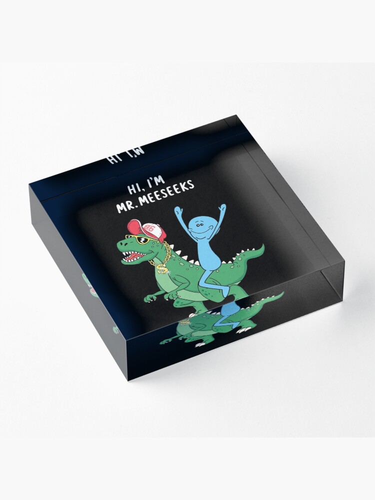 Alternate view of Rick and Morty Mr Meeseeks Riding Dinosaur Acrylic Block