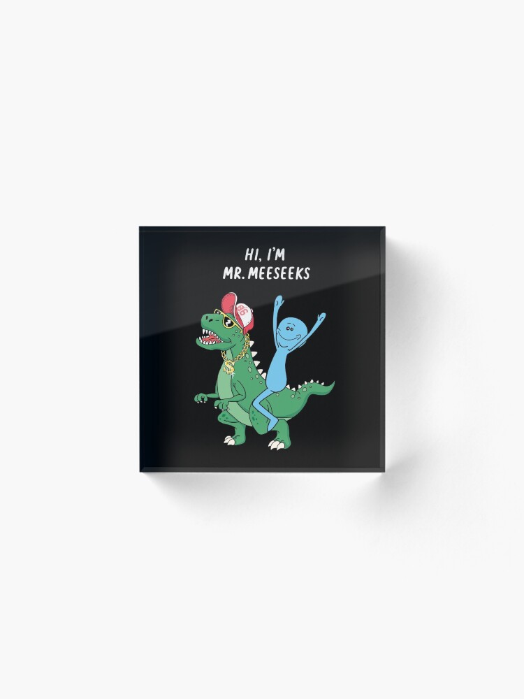 Alternate view of Rick and Morty Mr Meeseeks Riding Dinosaur Acrylic Block
