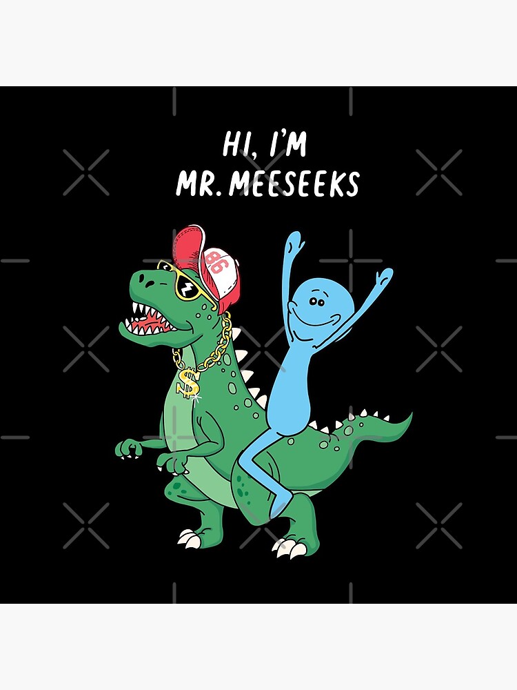 Rick and Morty Mr Meeseeks Riding Dinosaur by SuperrSunday
