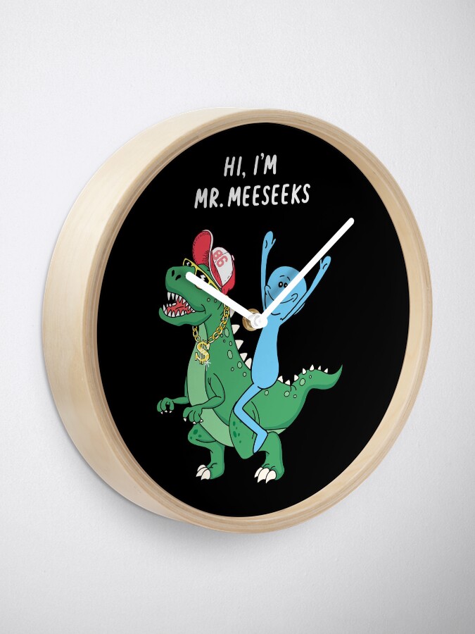 Alternate view of Rick and Morty Mr Meeseeks Riding Dinosaur Clock