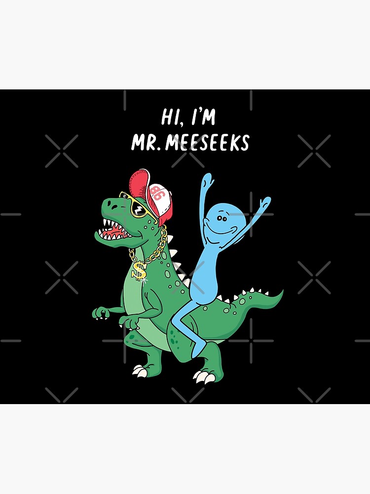 Rick and Morty Mr Meeseeks Riding Dinosaur by SuperrSunday