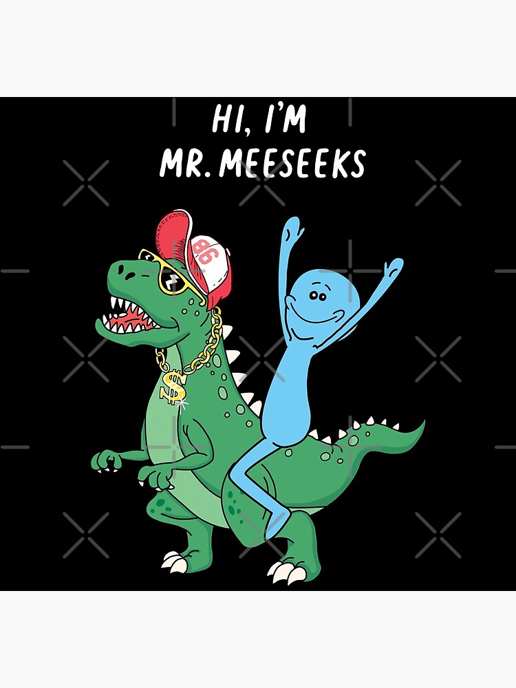 Rick and Morty Mr Meeseeks Riding Dinosaur by SuperrSunday