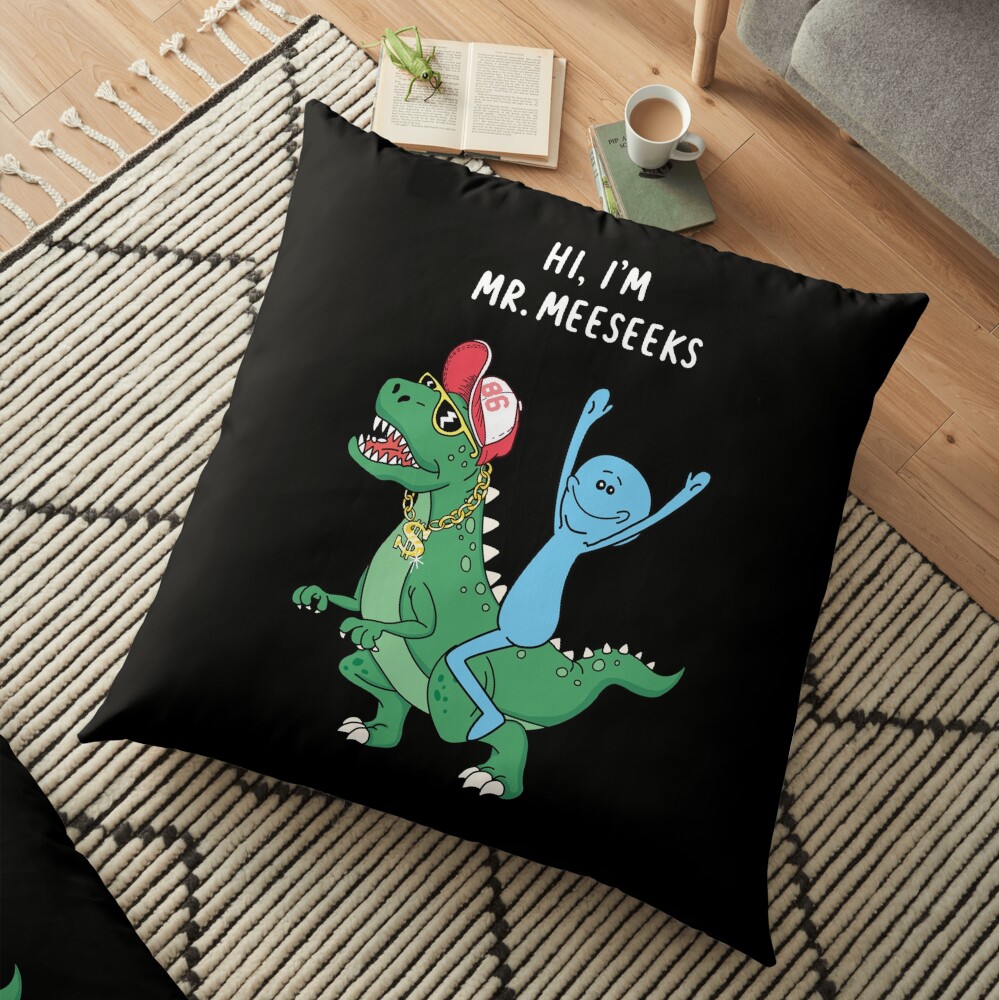 Rick and Morty Mr Meeseeks Riding Dinosaur Floor Pillow