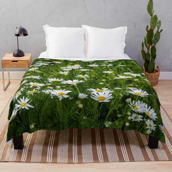 Item preview, White camomiles on green field designed and sold by lena-maximova.