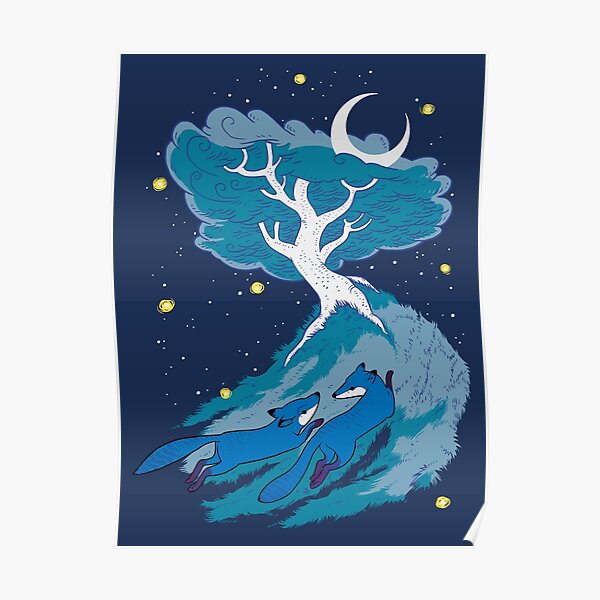 Moonlight Foxes Poster