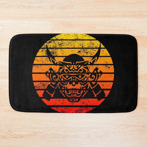 Item preview, Samurai oni demon mask in a warm circle designed and sold by ScapegoatPrints.