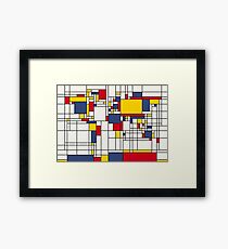 World Map Abstract Mondrian Style Framed Print