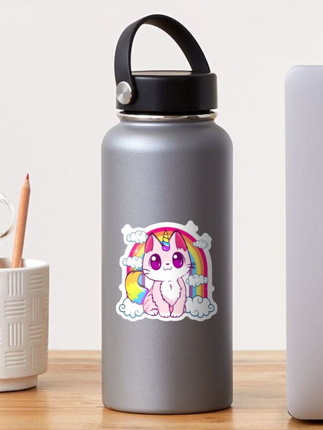 Cute unicorn cats with rainbow colors pattern Water Bottle by