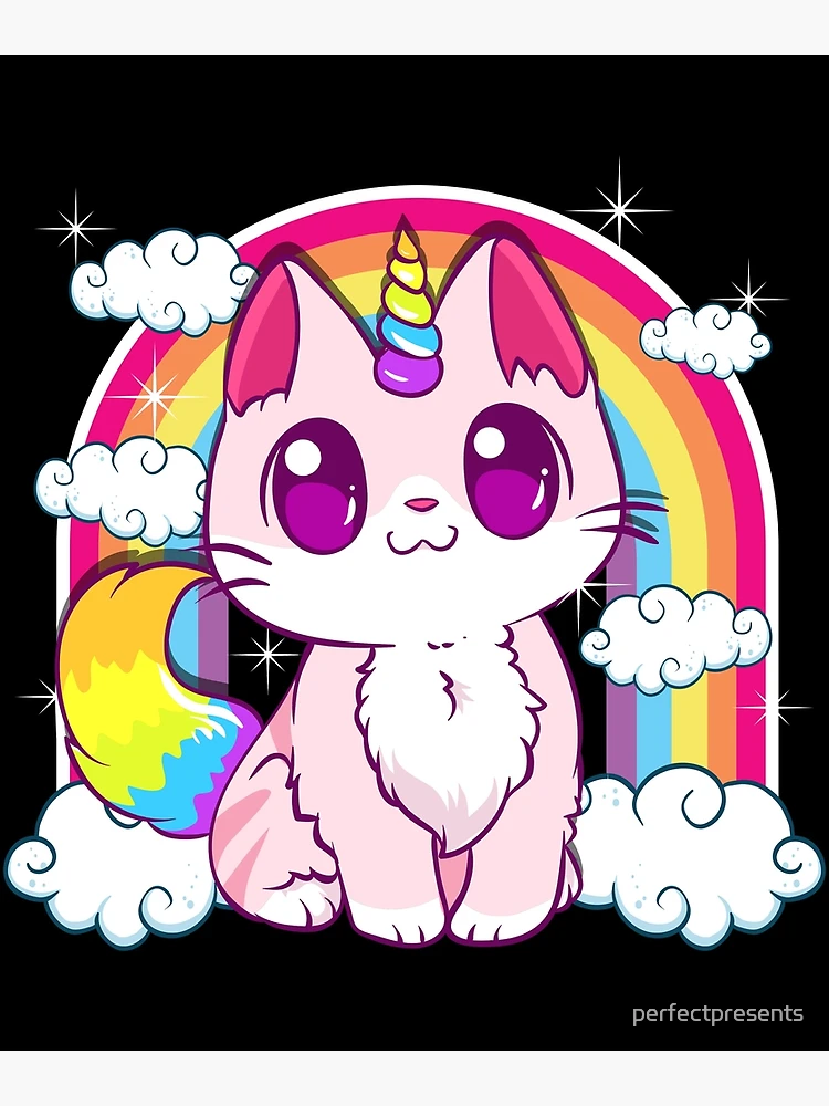 Cute Unicorn Cat Adorable Smiling Rainbow Kitty | Greeting Card