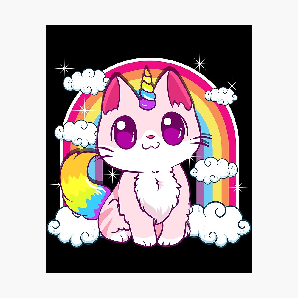 Cute Unicorn Cat Adorable Smiling Rainbow Kitty\
