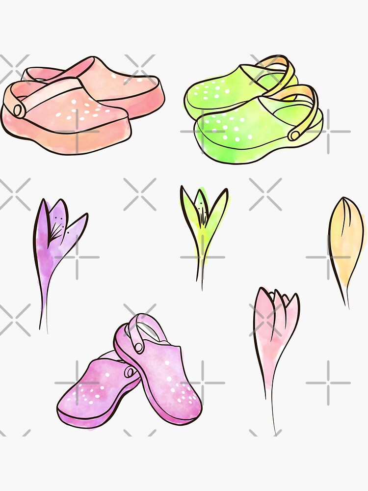 Crocs and Crocus watercolor illustration by nobelbunt