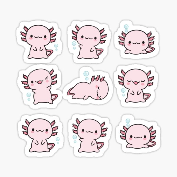 Axolotl Sticker, Cute Axolotl Stickers, Axolotl Gifts, Kawaii Aesthetic 